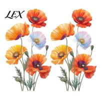 Peel And Stick Flower Murals 2Pcs Watercolor Wall Stickers, PVC Waterproof Floral Decals, Colorful Decor Art Decor, Removable Orange Vinyl Decals for A