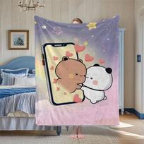 Bubu and Dudu Anime Printed Fleece Blanket Soft Comfortable Design for Sofa Office Bed Camping Travel Versatile Nap Size: 75*100cm, Weight: 230 GSM