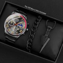 Watch Three-Piece Men'S Accessories Watch Ring Necklace Bracelet Men'S Quartz Watch