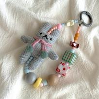 Bag Charm Mobile Phone Lanyard Short Bracelet Beaded Phone Chain Rabbit Phone Strap  Bag Keychains grey rabbit
