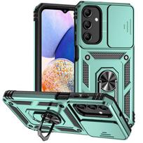 Funda For Samsung Galaxy A14 A34 A54 5G Case Slide Camera Lens Protector Armor Phone Cases For Galaxy A24 4G A 14 54 Back Cover Samsung A14 4G 5G žalia