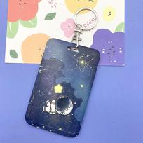Leather Lanyard Rice Card Set Astronaut Bus Card Sleeve Lanyard Card Sleeve Student ID Card Holder B2