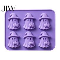 Halloween Whiskey Ice Molds Ghost Cube Mold, 6 Cavity Silicone Tray, 3D Party Drink Accessories Shape Flexible Maker, for Whisky Cocktails Decorative
