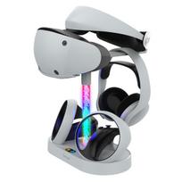 PS5 VR2 Magnetic Charging Dock, PS VR2 Headset & Controller Storage Stand with RGB Lighting, USB Charging Station Pg-p5v001 white