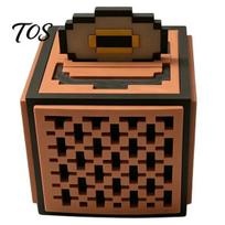Desktop Figurine Collection Fidget Puzzle Cube Music Box, 3D Printed Game Toy Mechanical Box for Anxiety Relief, Small Musical Play Kids, Adults A
