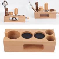 Non-Slip Design Wooden Coffee Tamper Holder 5 Hole Espresso Tamping Station  For Cafes S