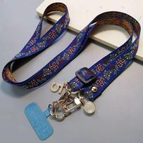 Flower Pattern Embroidery Mobile Phone Lanyard Neck Bag Design Phone Strap Lanyard  for Travel