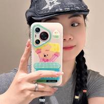 Silicone Phone Case Pura 70 Pro With Strap Bear Stretching Design Full Coverage Shockproof Women Huawei Pura 70