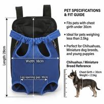 Lightweight Build Pet Backpack Dual Shoulder Strap Chest Carry Bag  Pet Travel Trip mėlyna