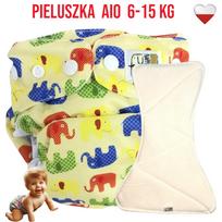 Pieluszka wielorazowa aio kieszonka bambus kolorowe słonie  nappime