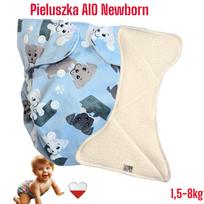 Pieluszka wielorazowa aio newborn kieszonka bambus pieski niebieskie nappime