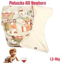Pieluszka wielorazowa aio newborn kieszonka bambus pociągi zielone  nappime