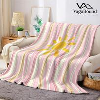 Pink Stripe Sunny Flannel Blanket Warm Soft Halloween Christmas Couch Warm Cozy Decorative Decor Gift for All Season Size: 75*100cm, Weight: 230 GSM