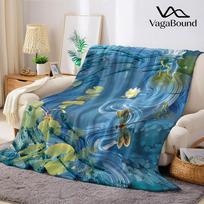 Azure Lotus Flannel Blanket Warm Soft Halloween Christmas Couch Warm Cozy Decorative Decor Gift for All Season Size: 75*100cm, Weight: 230 GSM