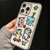 Transparent Silicone Phone Case IPhone 16 Plus 15 Pro Max With Cartoon Line Art Animal Design Full Coverage Drop Protection iPhone 16e