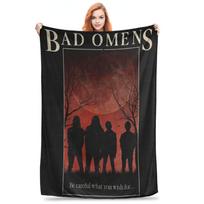 Flannel Throw Blanket Bad Omens Noah Flannel Rock Music Warm Plush Blankets Soft Bedding for Bed Living room Home Picnic Sofa Size: 75*100cm, Weight: 230 GSM