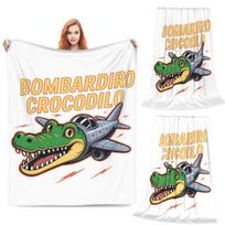 Bombardiro Crocodilo Meme Italian Brainrot Blankets Soft Warm Flannel Throw Blanket Cover for Bed Living room Picnic Home Couch Size: 75*100cm, Weight: 230 GSM