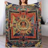 Mandala 87 Amitayus Buddha Mudra Throw Blanket Men's Soft Warm Throw Blanket for Couch Size: 75*100cm, Weight: 230 GSM