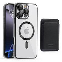 Gold Shield CD Pattern Magnetic Suction Case + Card Bag Suitable for IPhone 16 Mobile Phone Case Apple 15PM Anti-fall Protection Case iPhone 16promax juoda