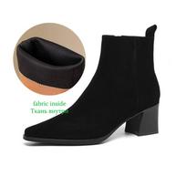 Krazing Pot Cow Suede Nubuck Winter Round Toe Chunky Heels Fashion Boots Women Zipper Retro Elegant Women Ankle Boots 34