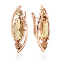 New Light Brown Crystal Long English Earrings For Women  Rose Gold Color With Natural Zircon High Quality Daily Jewelry