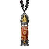 Dzi Bead Necklace Good Luck Gift men and Women Chinese Pendant Featuring Six-Character Mantra Amulet For Daily Use Pendant