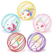 Fun Rat Cage Ball Toy With False Mouse For Cats Interactive Pet Kitten Play Toy