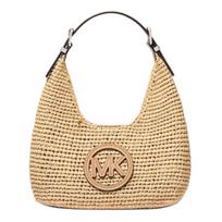 MICHAEL KORS Nolita Metal Hardware Round Letter Design Woven Fabric Underarm Bag Hand Shoulder Bag Small Women's Peanut auksas