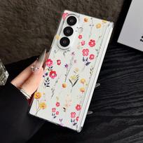 Magnetic Adsorption Phone Case For Samsung Galaxy Z Fold 7 6 5 Fold7 Fold6 Fold5 5G Pink Flower Anti Scratch Hard PC Back Cover Galaxy Z Fold6