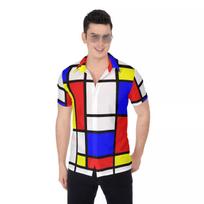 Mondrian Pop Art Vintage Mod 60s 70s V-Neck Tee Shirt Retro Funky Boho Hippie Unisex T-Shirt XXXXL
