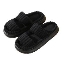 Women's Fuzzy One-Strap Slide Slippers for Indoor Casual Home Wear 35 juoda