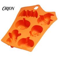 Food Grade Silicone Mold Cake Mold, Halloween Theme, 6 Cavity Multi-Functional Baking Tray, Non-Stick Ice Cube Tray for Chocolate Jelly Soap Trays oranžinė
