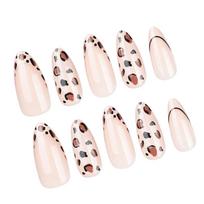 24Pieces Almond Shape Press On Nail with Leopard Print Pattern Medium Length Faux Nail for Fashion Manicure Nail Art 1