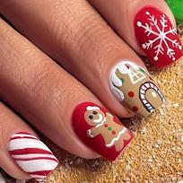 Fashion Press on Nails Short Square False Nail Full Cover Nail Art Tools Set For Creating Christmas Snowman Manicure 1