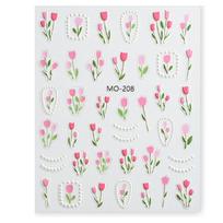 Pink Yellow Flower Nail Stickers Tulips Nails Art Stickers Flower Nails Decals Manicure Accessories DIY Nail Decorations