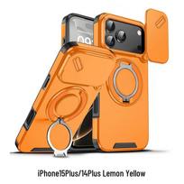 CAXITON Lens Slide Magnetic Ring Holder Phone Case for iPhone 15 Plus/14 Plus