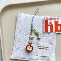Diy Accessories Fashion Fruit Phone Chain Keychain Sweet Red Apple Keyring Heart Jewelry Backpack Pendant A1