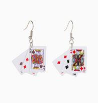 Personalized, creative, quirky playing card earrings, 01008 One Size
