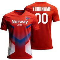 2026 Norway Flag Print Football Jersey Customizable Name Number Quick Dry Sports Tees Tranning Tops For Soccer Fans Wholesale S