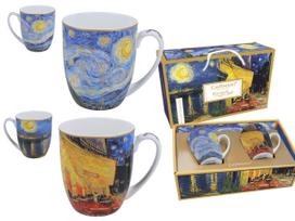 Kpl. 2 puodeliai van gogh kavinės terasa naktį ir žvaigždėtas dangus carmani