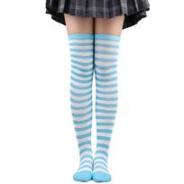 Thigh High Stockings Womens Striped Ladies Girls Black White Pink Long Over Above Knee Socks Femboy Cosplay Lolita Harajuku Y2K One Size