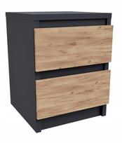 Szafka nocna 2 szuflady komoda stolik nocny antracyt + craft