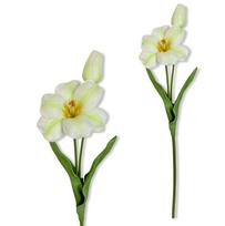 Gałązka - tulipan piankowy biało-zielony 53 cm