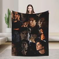 The Vampire Diaries Damon salvatore Blanket Super Warm Plush Bedding Throws For Home Decor Travel Office Flannel Bedspread Bed Size: 75*100cm, Weight: 230 GSM