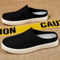 Flat Men's Shoe Half Mules Outdoor Slides Original Summer Sale Low Price Trend 2025 Y2k Adult Fun Fashion Elegant Male Slipper 39