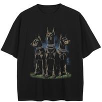 Streetwear Dobermano Grafinis Marškinėlis Medvilninis Marškinėlis Unisex Viršutiniai Marškinėliai Trumpomis Rankovėmis Marškinėlis S juoda
