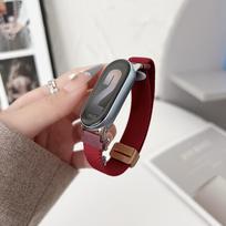 Compatible with Xiaomi Smart Band 10/9: Magnetic Milanese Strap for 9th/8th Gen, NFC Version for Advanced Sports vyno raudonos spalvos