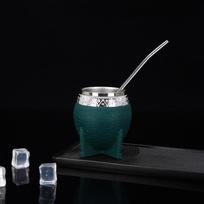 Stainless steel turtle-patterned yerba mate cup double-layer vacuum straw eggshell cup portable 304stainless steel insulated cup 280ml