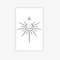 Premium Personality Simple Spice Girl Sun And Moon Geometric Lines Totem Back Tattoo Sticker 12*19