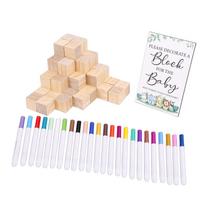 75 Pcs Baby Shower Games Sign Kit Baby Shower Blocks to Decorate Game Kit Party Decorations with 24 Pcs Painting Pens